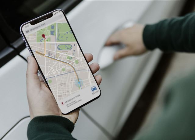 A map is displayed on a smartphone