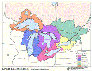 Great Lakes Basin - click image for larger display [Click here to view full size picture]